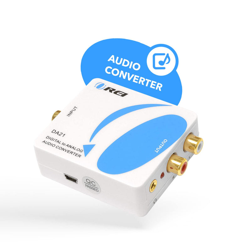 OREI Optical SPDIF/Coaxial Digital to RCA L/R Analog Audio Converter with 3.5mm Jack Support & Headphone/Speaker Outputs (DA21)