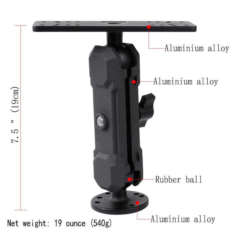 Aluminum Alloy Fish Finder Mount with C Size 1.5" / 38mm Ball, 5.9" Arm Marine Electronic Mount Compatible with Garmin,Humminbird, Lowrance and More