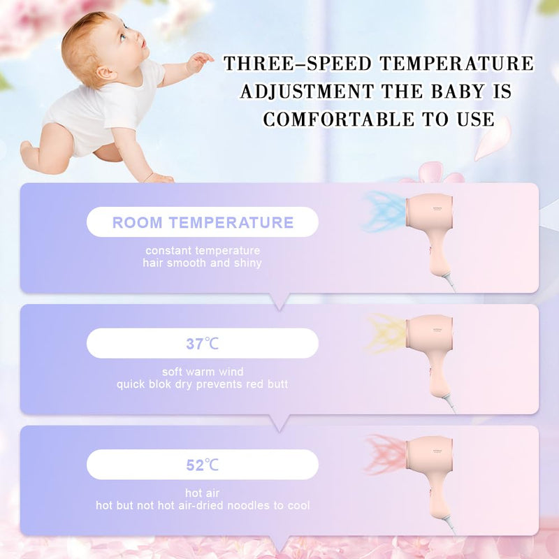  [AUSTRALIA] - Kids Hair Dryer, Hair Dryer Travel, Hairdryers for Kids, Small Lightweight Blow Dryer, Portable Mini Baby Blow Dryer, 550W Compact Hairdrye with DIY Stickers Gift for Girl, Boy, Baby (Pink) Pink