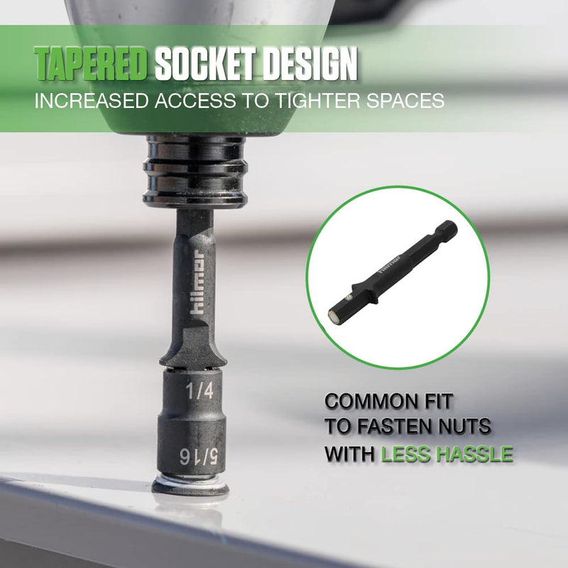 Hilmor 1937881 2.75” Reversible Magnetic Nut Driver Set with Nut Sizes 1/16 to 5/16-Inch, 6150 Alloy Steel Switchbit, 3-Pack 2.75"