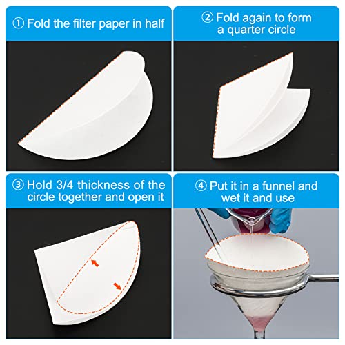 PATIKIL 200Pcs 11cm Qualitative Filter Paper Circles, Fast Speed Round Laboratory Filter Paper Chemical Industrial Oil Testing Funnel Filter Paper