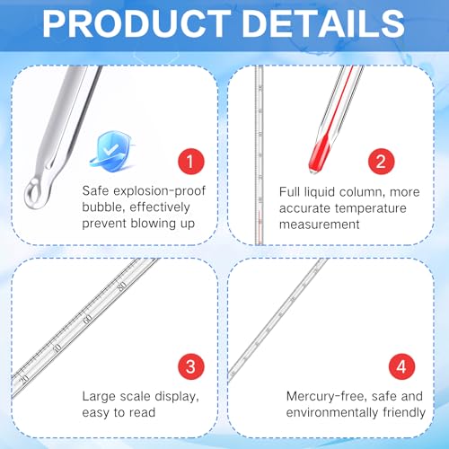Relaxweex General Purpose Lab Thermometer 12 Inch Total Immersion Glass Liquid in Glass Thermometer for Laboratories Universities Food and Beverage Processing Clear(0 to 230 ℉) 0 to 230 ℉