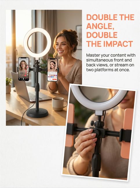 Desk Phone Holder for Makeup Photo Video Call Content Creation and Daily Use