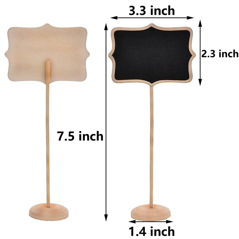 20PCS Wood Mini Chalkboard Sign and Replacement Stickers, Food Labels for Party Buffet,Blackboard for Message Board Signs,Weddings Place Cards, Birthday Party