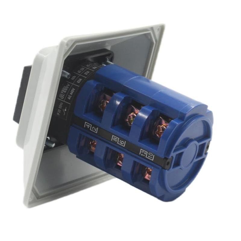 3 Phase Rotary Changeover Switch 690V 63A Universal Cam Conversion Switch 3 Position 12Terminal Main Switch Box JYW29-63/3 D303
