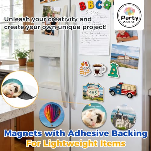 Party Zealot 20 Pcs 4 Inch Round Magnets with Adhesive Backing, Big Adhesive Magnetic Dots Peel and Stick, Precut Sticky Circle Magnets for DIY Crafts Projects Whiteboard Fridge, Magnetic Stickers