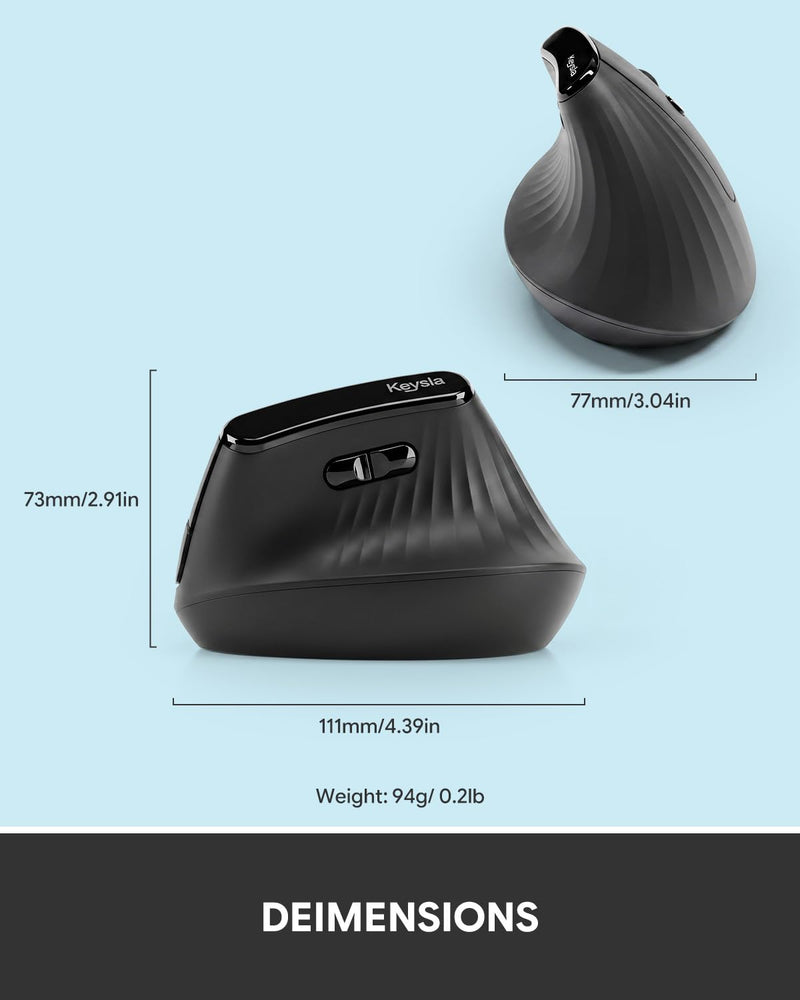 Ergonomic Wireless Mouse, Wireless Ergonomic Mouse for Right Hand Comfort, Ergonomic Mouse Wireless for Medium to Large Hands, Bluetooth & 2.4GHz USB-A Receiver, Quiet Clicks, for Office Laptop PC Mac Matte Black