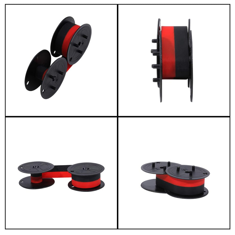 2 1/4 in x 150 ft Calculator Paper Rolls (10 Packs), Compatible Universal Twin Spool Calculator Ribbon (Black and Red, 12 Packs)