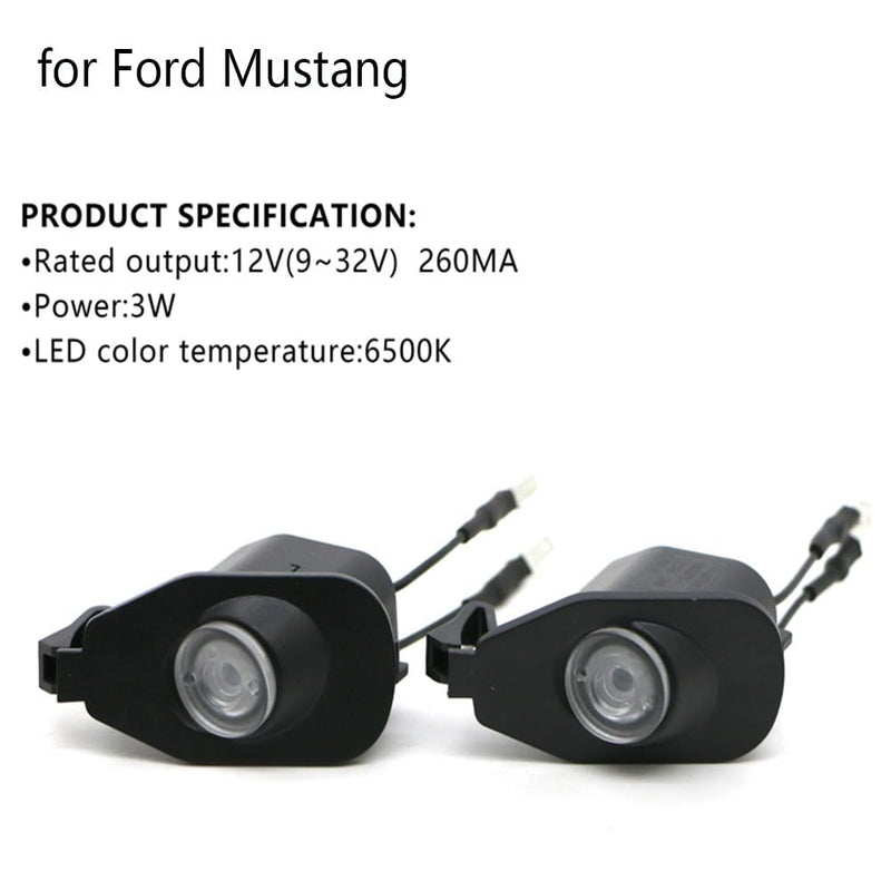 2Pcs Side Mirror Logo Puddle Light Assembly Welcome Light Compatible with Mustang 2013-2024 LED High-Definition Never Fading Replacement for Mustang Lights blue