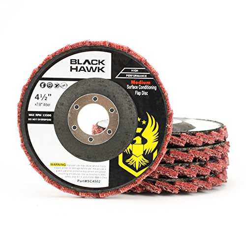 BHA Surface Conditioning Grinding, Sanding, and Polishing Flap Discs T29, 4-1/2" x 7/8", Red (Medium) - 5 Pack Red / Maroon