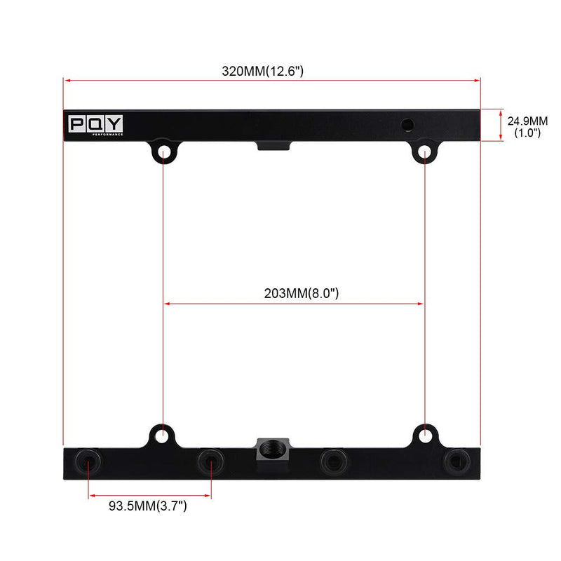 Black Aluminum Fuel Rail with Oil Gauge Kit Compatible with Honda Civic Acura RSX K20 K24 Engines