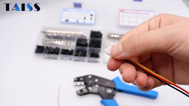 Taiss Dupont Crimping Tool Kit Ratcheting Wire Crimper with 2.54mm 600PCS Dupont Connectors and 560PCS JST XH Connectors,Dupont Crimper,JST Crimper(0.08-0.5mm² 28-20AWG) 21 Types Dupont/JST-XH(2.5-2.54mm)+Tool