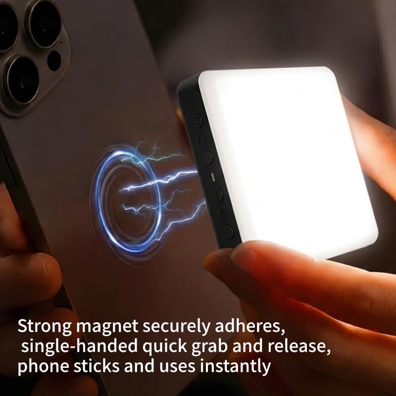 Magnetic Selfie Light for iPhone, Selfies Video Lighting, Clip, Magnetic or Camera Mount, Ideal for TikTok, Zoom, Makeup, Live Streaming