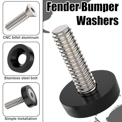 40 PCS Engine Dress Up Kit, CNC Finishing Fender Bumper Washers (Black) 40 pcs Black