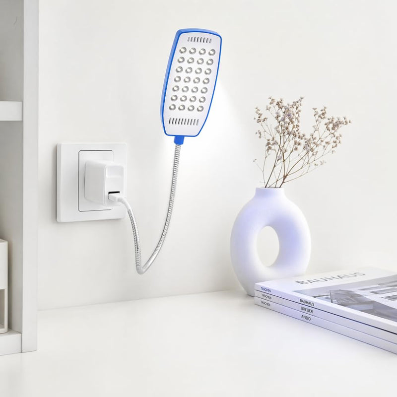 Light, Flexible Gooseneck Mini Lamp with 28 LEDs and Switch for Laptop, Desktop PC, Computer Keyboard, Travel Use and Portable Reading Lighting(Blue) Blue