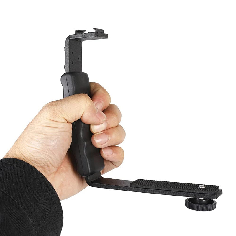 L-Shape Flash Bracket with Dual Flash Cold Shoe Mount  Tripod Screw Versatile for Camcorder Microphone DSLR Canon/Nikon/Sony/Yongnuo/Flash Stand