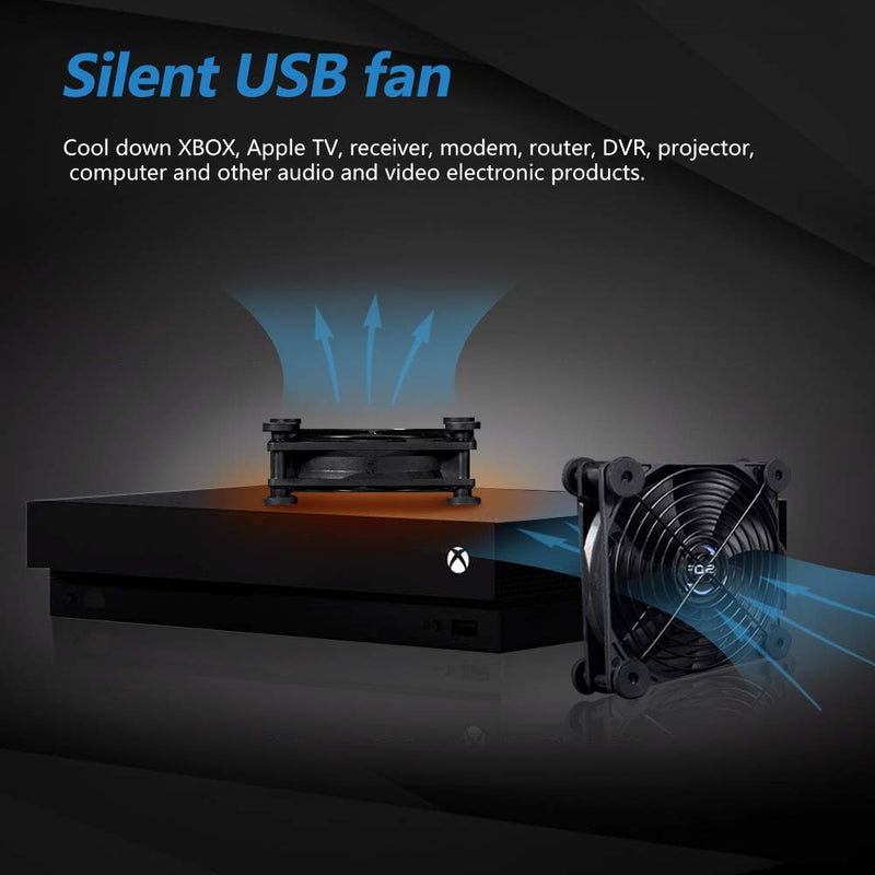 USB Dual 120mm Quiet Fan, 5V USB Portable Cooling Fan for Flat Panel TV Receiver Router DVR Playstation Xbox Computer Cabinet Cooler USB 120MM DUAL FAN
