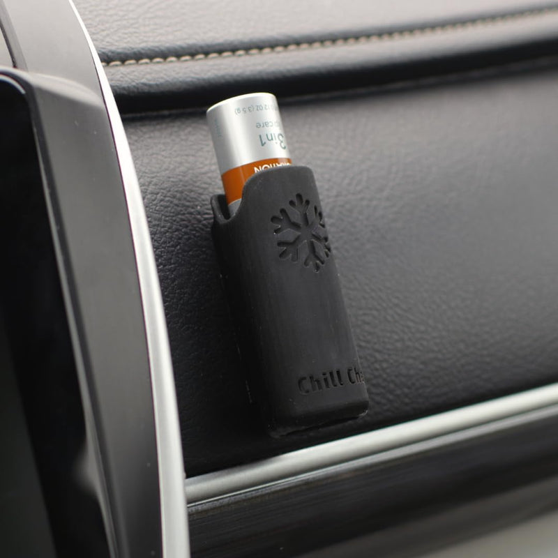 Chill Chap - Insulated Lip Balm Mount - Premium Interior Car Accessory - Keep Your Chapstick Handy and Upright! - Great Low-Cost Gift (Black) Black