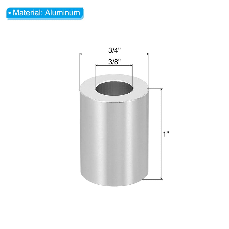PATIKIL M10 Aluminum Spacers, 10 Pcs Metal Spacer Aluminum M10 X3/4"OD X1"L Aluminum Spacer Screw Standoff Round for 3/8" or M10 Screw Bolts, Silvery 1 Inch Silver