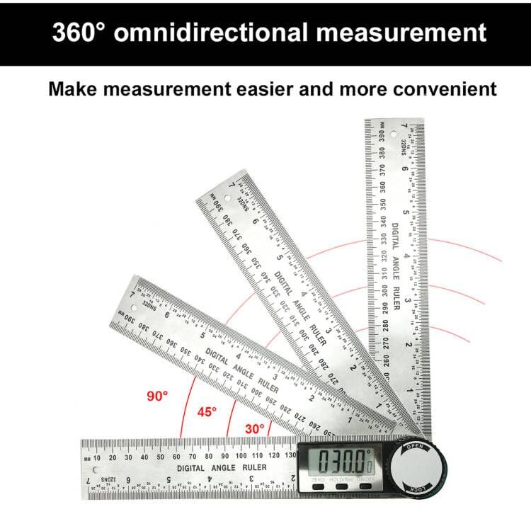Digital Angle Finder, 2 in 1 Digital Angle Gauge 7 inch/200mm Stainless steel tool kit for Carpenter/Woodworking/DIY Tools onesize Silvery