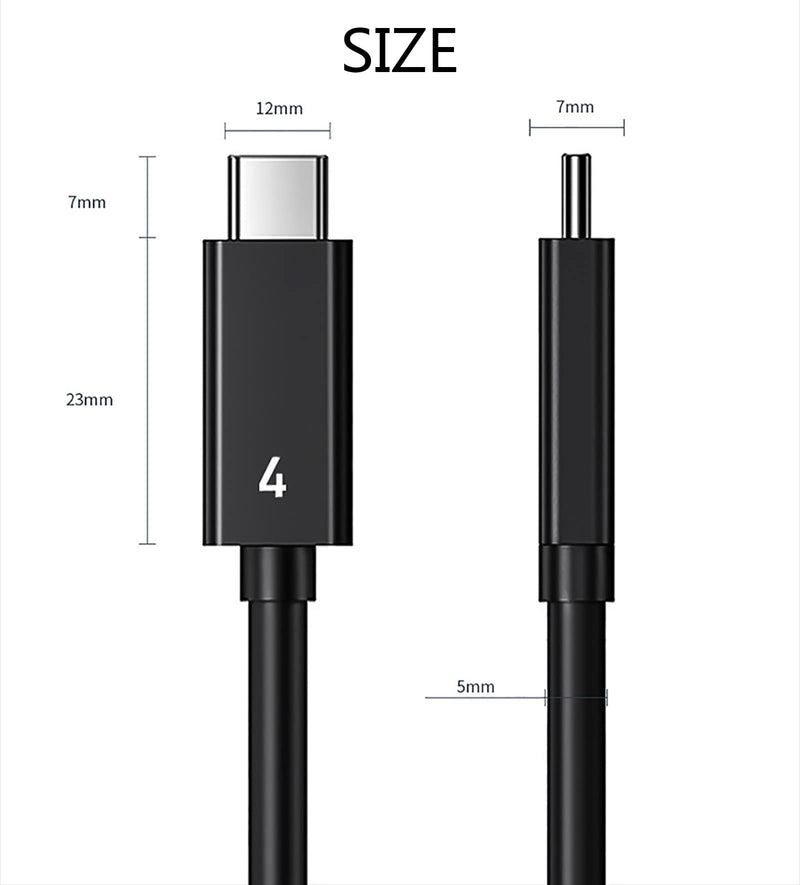 Thunderbolt 4 Cable 2.6 ft, Grtoeud USB-C Cable Single 8K or Dual 4K Displays, 40Gbps Data Transfer, Compatible with USB4, Thunderbolt 3, MacBook Pro, iMac 24, Docking Station, External SSD, Hub, eGPU 2.6FT Compatible with Thunderbolt 4 Black