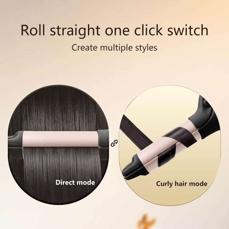 25mm Mini Hair Curler 2 in 1 Cordless Curling Iron and Hair Straightener | Hair Curler for Travel Hairstyling, Adjustable Temperature 150℃-180℃, USB Rechargeable ﻿