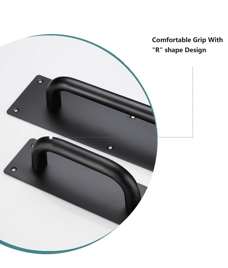 SUYA 12 Inches Push Pull Door Handles Premium Commercial Sliding Barn Door Handle Pull and Push Plate for Front/Back Door/Mark/Restaurant/High Traffic Areas,Matte Black (2pcs) Matte Black