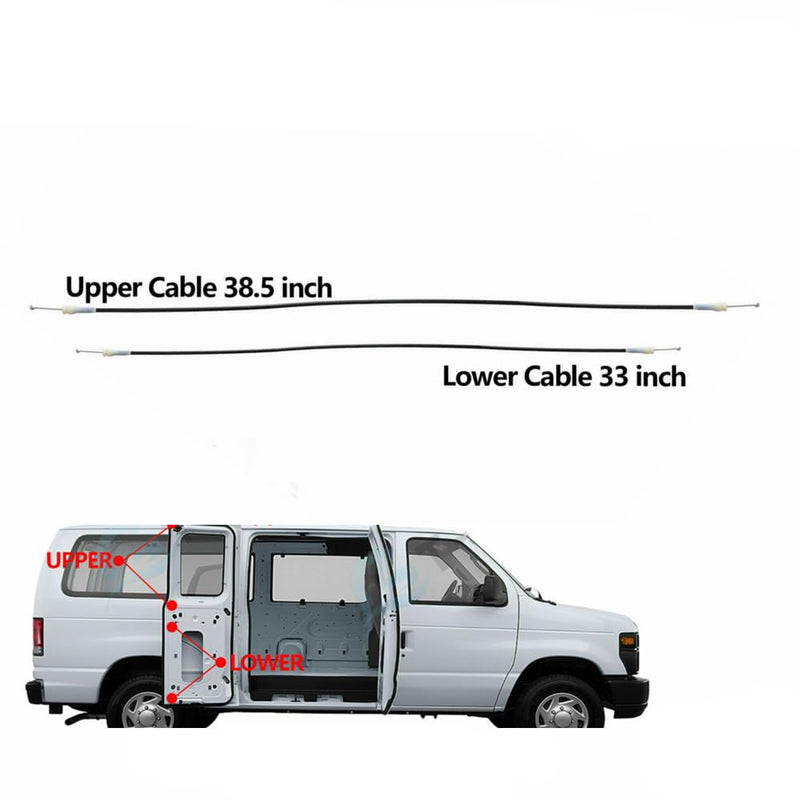 Side Cargo Door Left Upper & Lower Latch Release Cable for Ford E150 E250 E350 E450 2003-2007 AC2Z-15264A26-B, 6C2Z-15264A01-AA Upper&Lower
