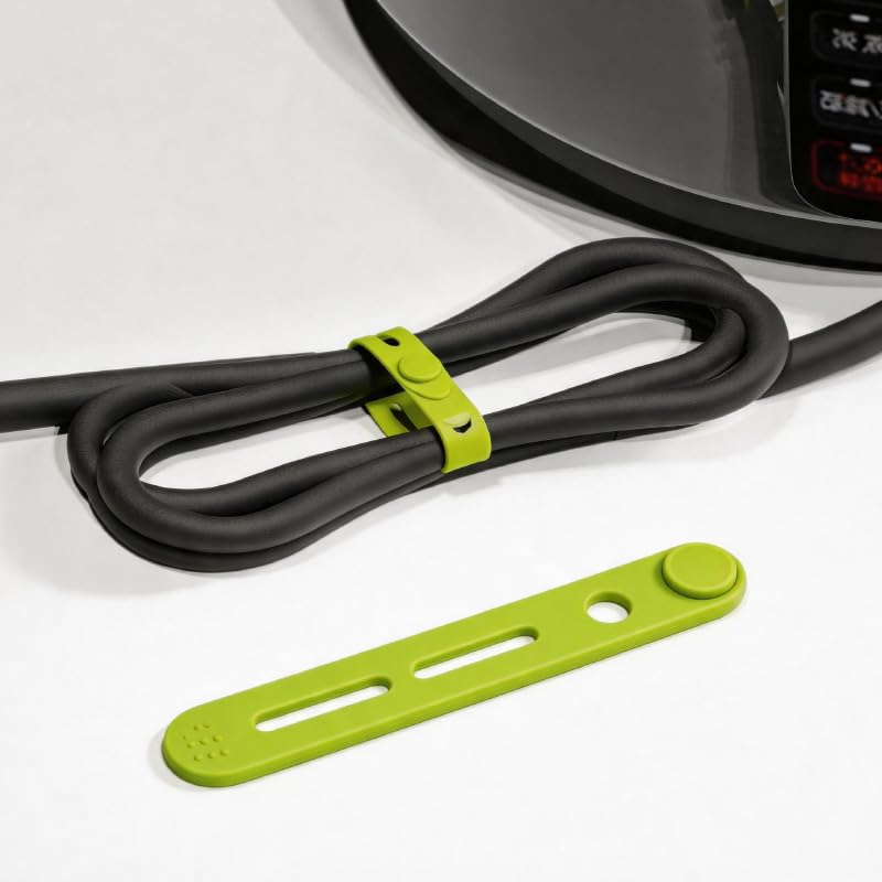 Flexible Silicone Cable Management Strap, Reusable Cord Tie and Organizer for Electronic Wires and Data Cables, Green