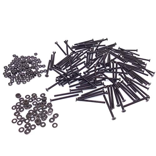 Yodaoke 100pcs M3-0.5 x 50mm Flat Head Socket Cap Screws, Alloy Steel Grade 10.9, DIN 7991, Allen Socket Drive, with Nuts and Washers