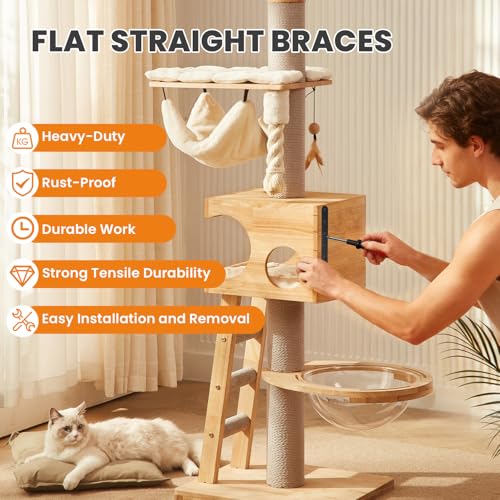 Alise Flat Bracket ,8 Inch Black Mending Plate Flat Brace for Wood Shelves 8 Inch