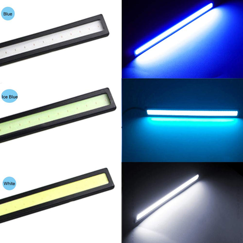 YSY 17cm Universal Car Trucks Daytime Running Light Lamp Super Bright 12V Waterproof LED Strips COB DRL Car Led Fog Light (Ice Blue) Ice Blue
