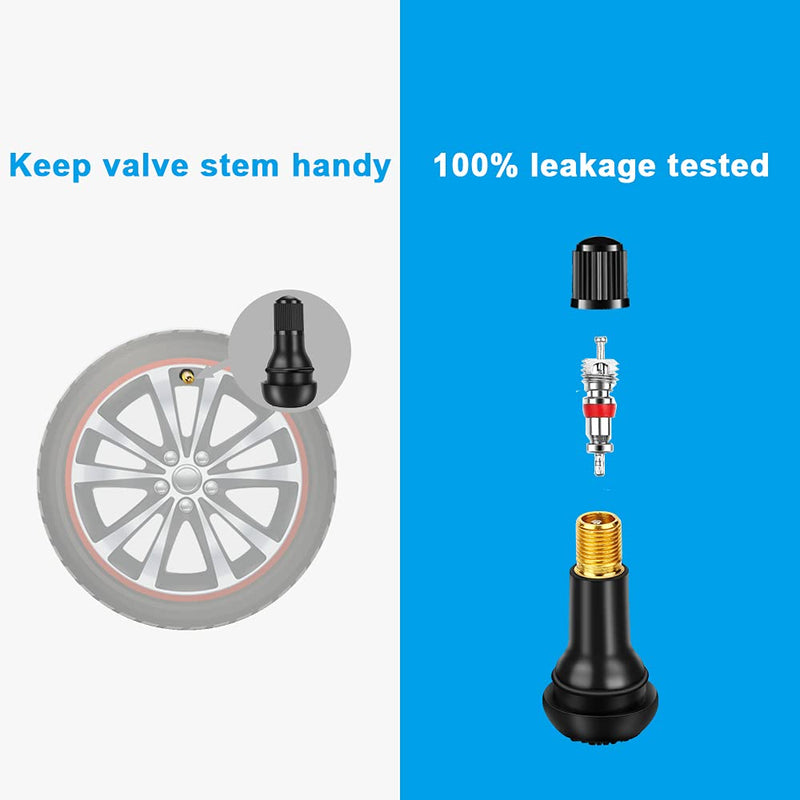 Riseuvo 5pcs TR412 Tire Valve Stem - Rubber Snap-in Valves, Tubeless Valve Stems Suit for 0.453 inch Rim Holes on Standard Vehicle Tires