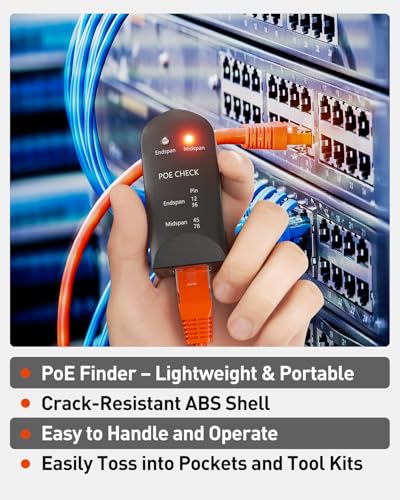 VCELINK RJ45 Ethernet Cable Tester, for Mid Span/End Span, CE-EMC Certified