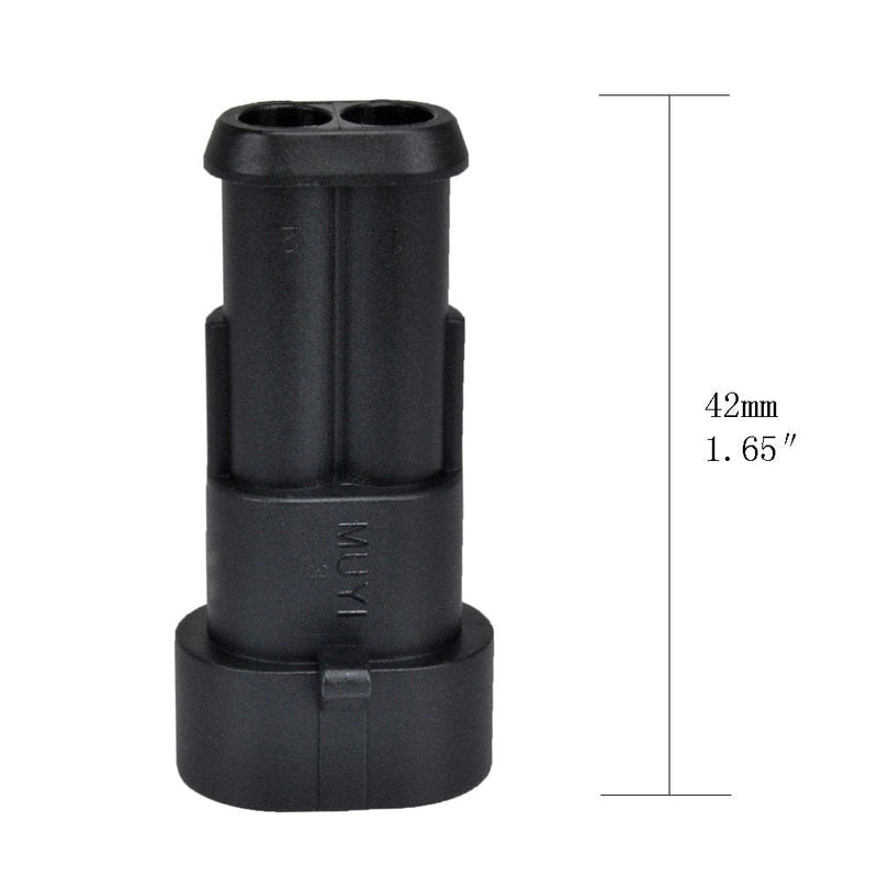 MUYI 10 Kit 2 Pin Way Waterproof Electrical Connector 1.5mm Series Terminals Water Resistend 2 pins