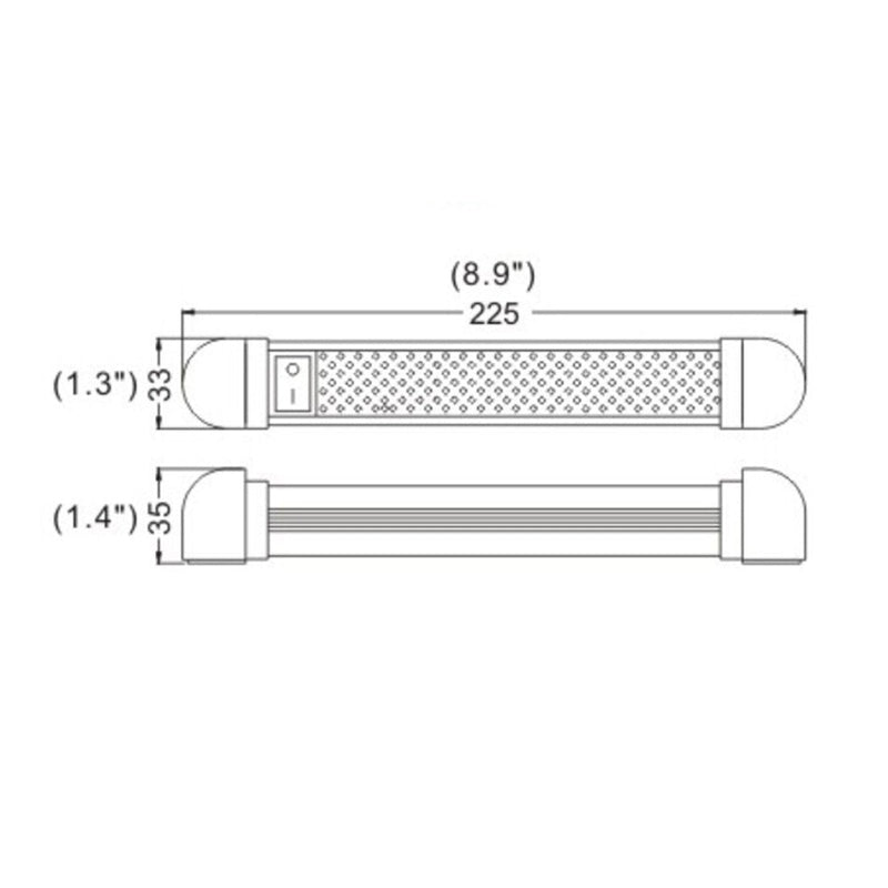 Lightronic LED Light Fixture 9" Compact Size, 6000K Cool-White Even Diffused Beam, 12V/24V DC, Built-in On/Off Rocker Switch, 180° Pivoting Mounts Aluninum Housing for RV & Enclosed Trailer, 1-Pack 9 inch 1-Pack