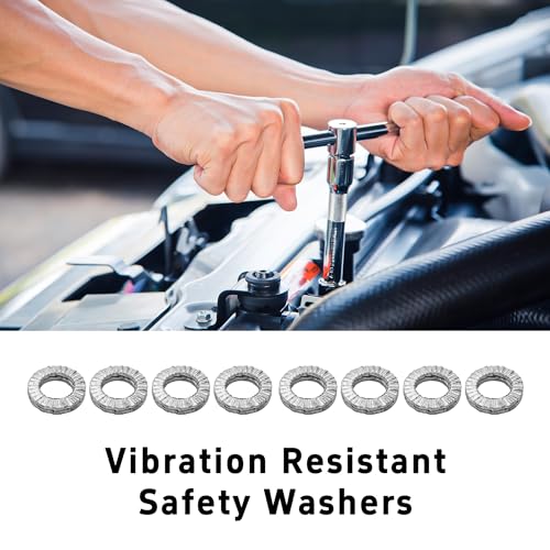 50Pcs M6 Wedge Lock Washers, Vibration Proof Manganese Steel Lock Washer Set, Anti-Loose Shakeproof Washers for Bolts, Machinery, Automotive, Quick Install, Precise Fit