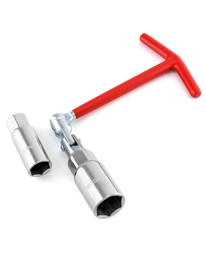 QWORK Spark Plug Socket Wrench, Universal,T-handle, 6mm (5/8") & 21mm (13/16") Remover Installer