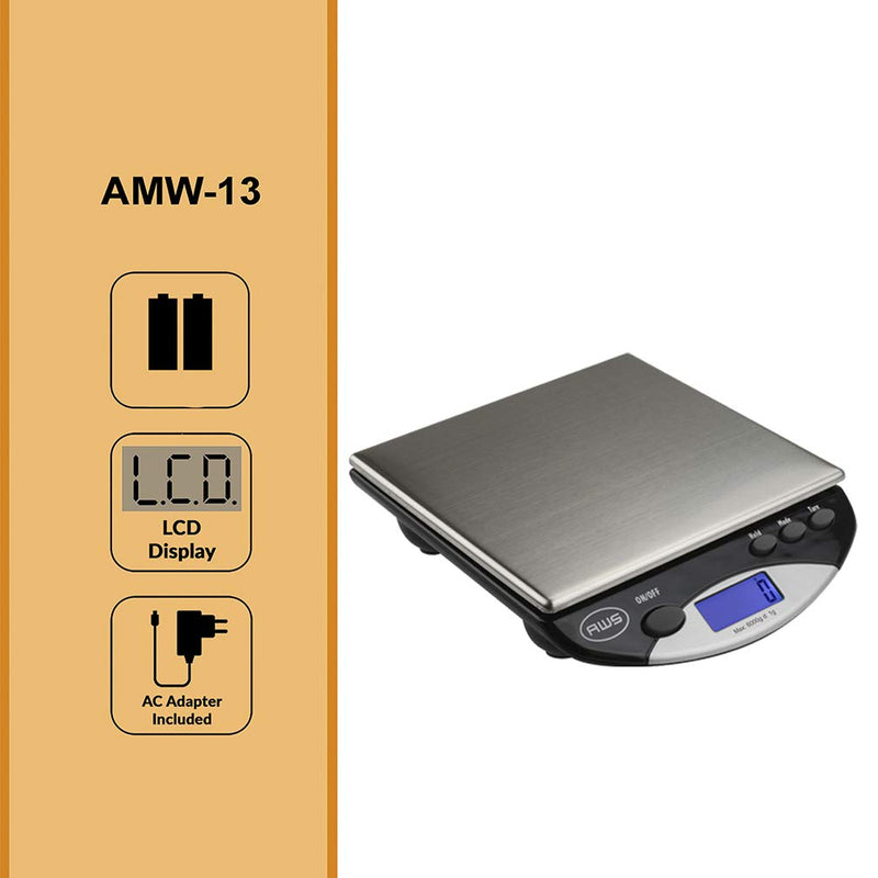 American Weigh Scales AMW Series Precision Digital Kitchen Scale 6KG x 1 KG (AMW-13-BK)