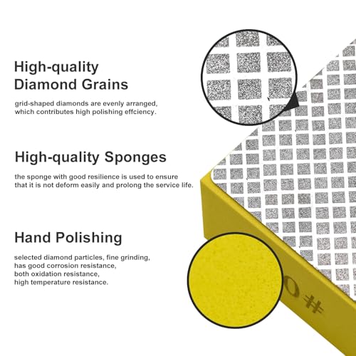 8pcs Diamond Hand Polishing Pads for Ceramic Tile Glass Grinding,Sanding Blocks Polishing 60#,100#,200#,400# 8PCS-60#-100#-200#-400#