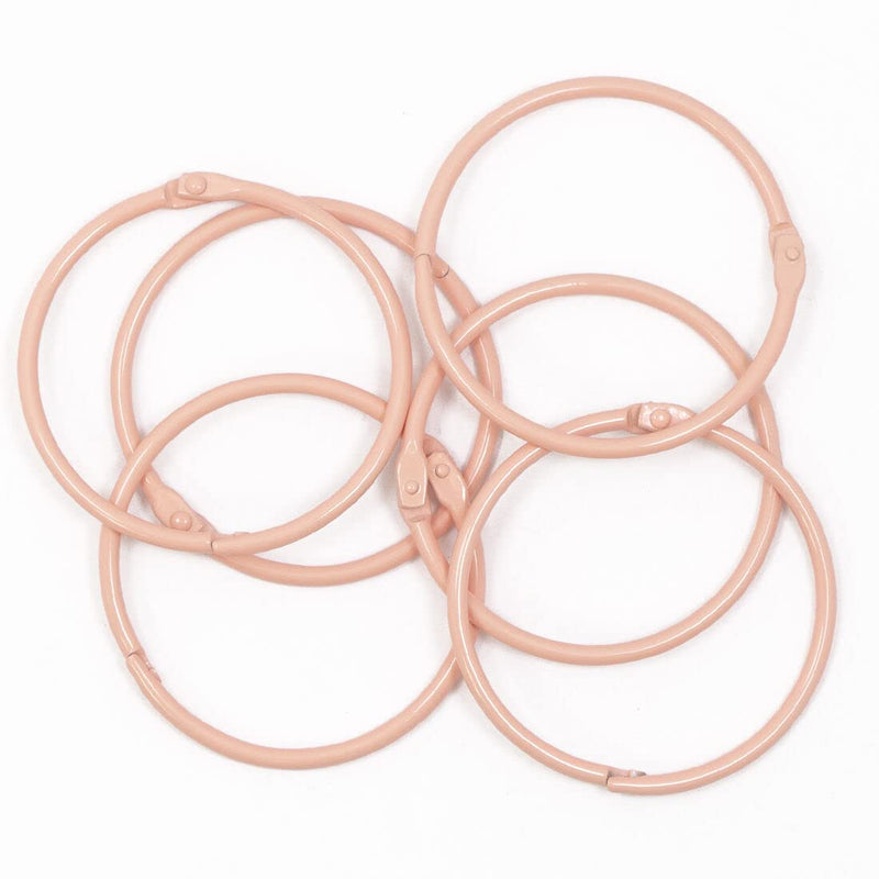 Craftelier - Set of 6 Metal Binding Rings for Scrapbooking, Card Making and Other Craft Projects | Rings for Photo Albums, Notebooks or Diaries | Size Ø 60 mm - Baby Pink Colour