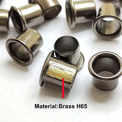 1 Tools with 100pcs #8-9-8.4mm (.294 Length Under Flange x 1/4" Outside Diameter) Anti-Rust Brass Eyelets Rivets for .080 - .093 Kydex Holster（Matte Black Color）