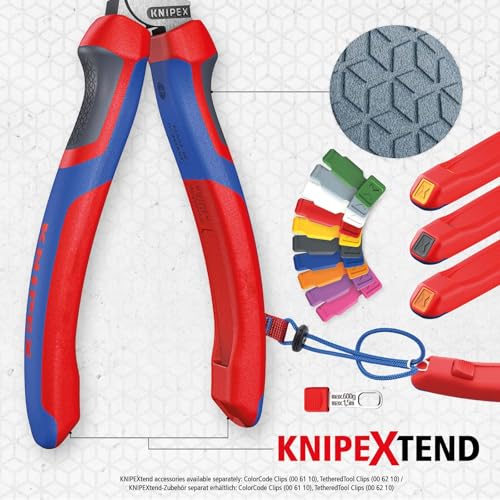 KNIPEX - Long Nose Pliers w/Cutter, Multi-Component (25 02 160),6-1/4 inches Classic 6-1/4 inches Multicolor