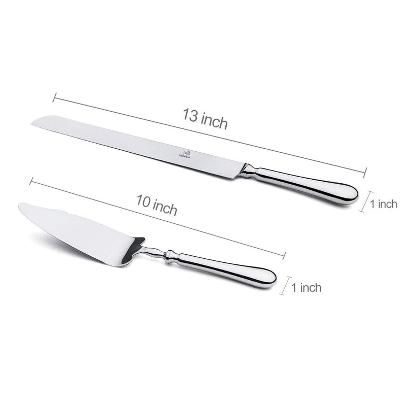 2 Piece Wedding Cake Knife and Server Set,18/10 Stainless Steel Cake cutting Set Pie Server Cake Cutter Knife for Birthday,Anniversary,Holiday,Baby Shower,Party Baguette Stainless Steel-B