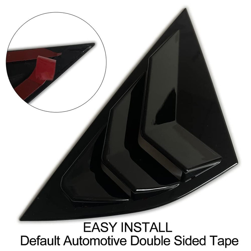 BestEvMod Compatible with 2021 2022 2023 2024 2025 Mustang Mach E Quarter Side Window Scoop Louvers Cover Window Visor Cover ABS (Glossy Black) Glossy Black