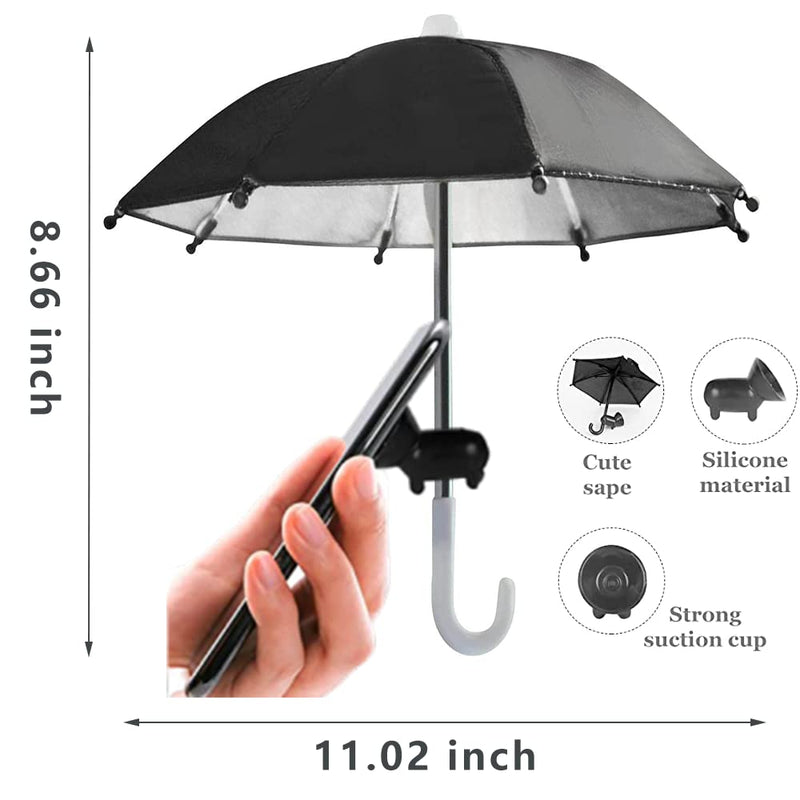 Phone Umbrella Suction Cup Stand,Phone for Sun Shad,Outdoor Anti-Glare Cell Cute Sunshade Holder，Car Navigation Shade Visor,Sun Hood Shield Block Glare (Black) black