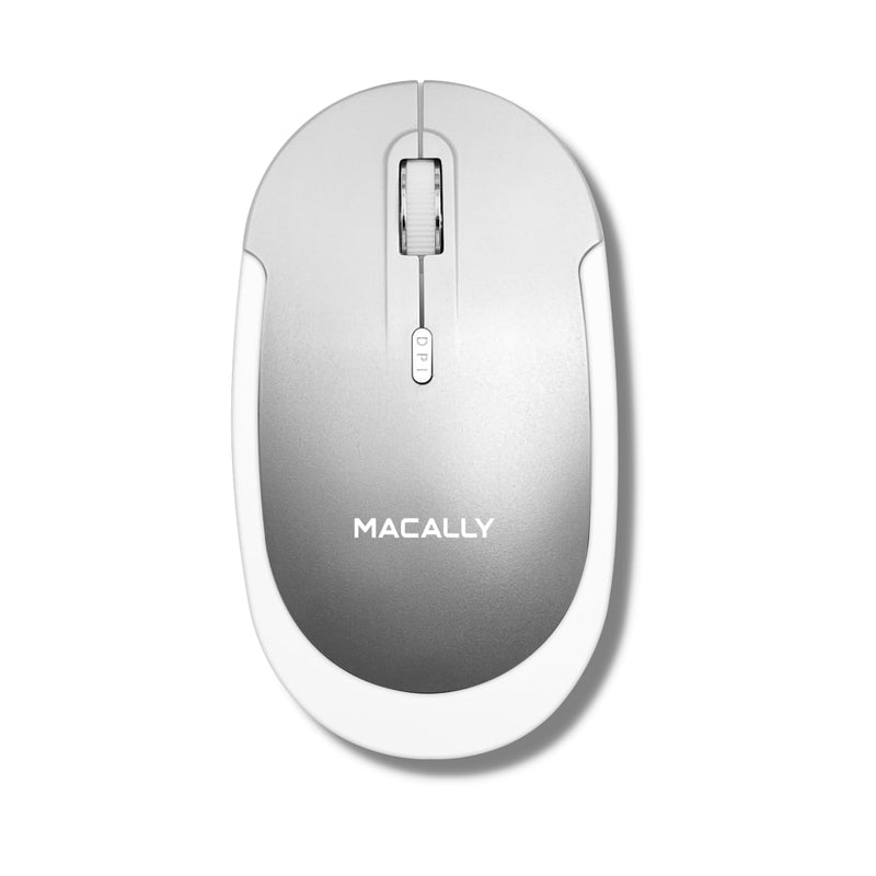 Macally Wireless Bluetooth Mouse for Mac, MacBook Pro/Air, iPad, and PC - Comfortable and Quiet Wireless Mouse - Compatible Wireless Apple Mouse - Laptop Mouse Bluetooth (Silver) Silver