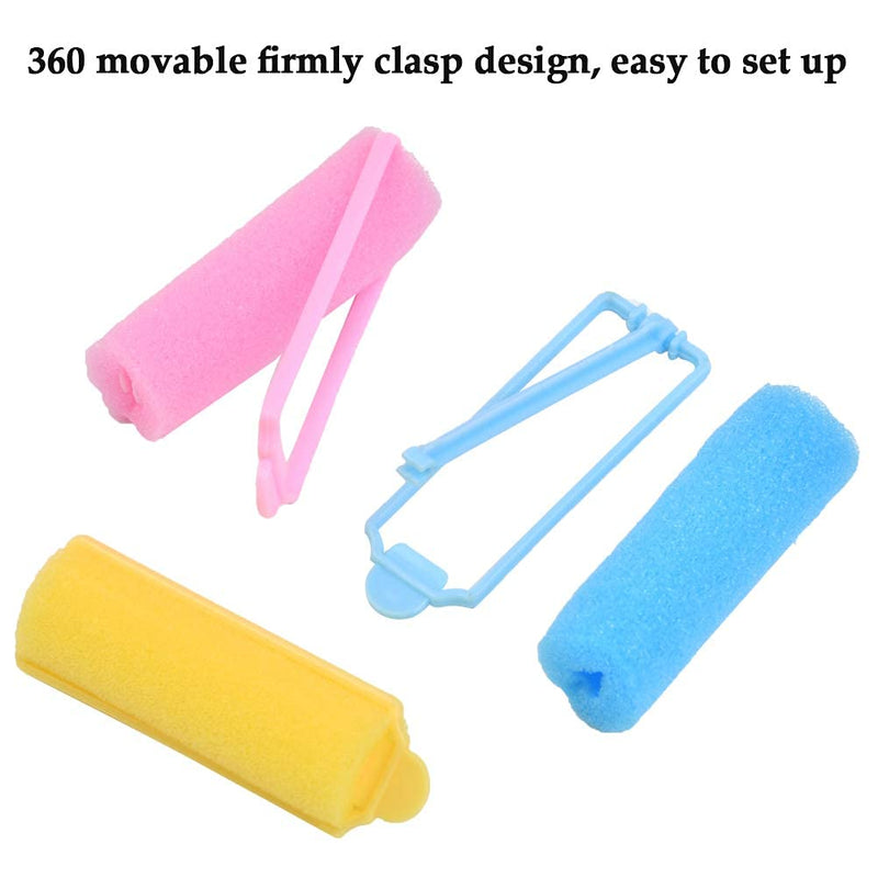 CENBEN 36 Pcs Large Foam Sponge Hair Rollers,4cm No Heat Hair Curlers, Flexible Hair Styling Sponge Curlers Soft Sleeping Hair Curlers for Women and Kids(Random Color)