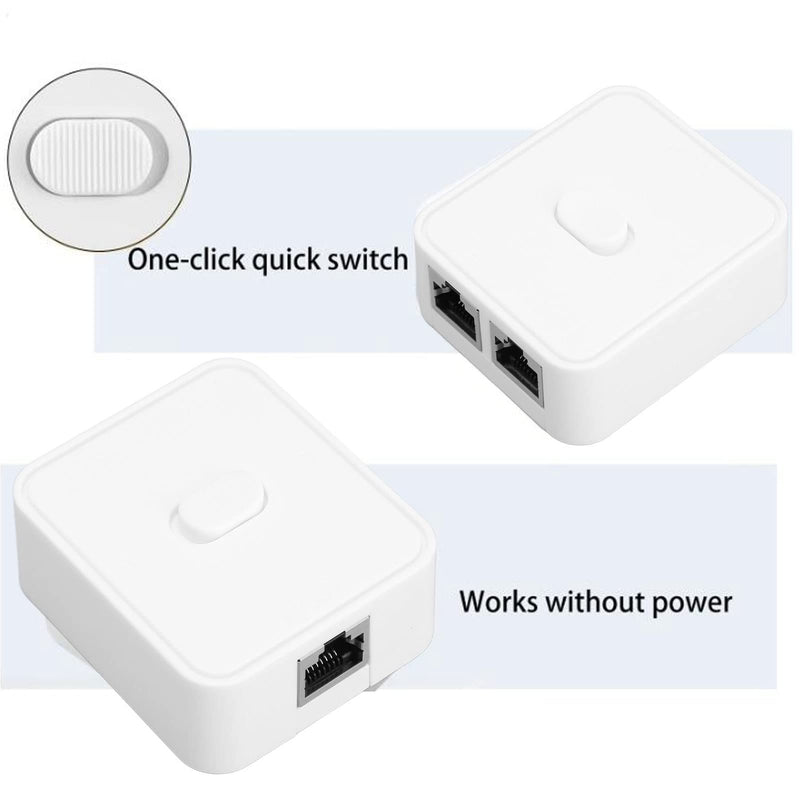 2 Port Gigabit Unmanaged Ethernet Network Switch, Ethernet Splitter 10/100/1000Mbps 2 in 1 Out 1 in 2 Out Extender Switch RJ45 Network Splitter Adapter