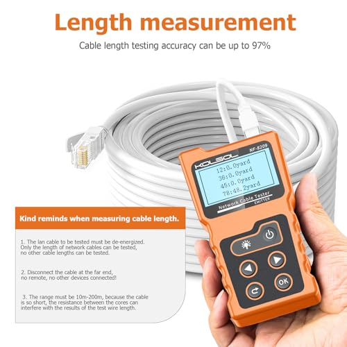 Network Cable Tester, Poe Cable Tester for CAT5e/CAT6/CAT6a, Ethernet Network Tester with NCV, NF-8209 Network Cable Tracker, Test Fault Distance Location and Length Measurement by TDR